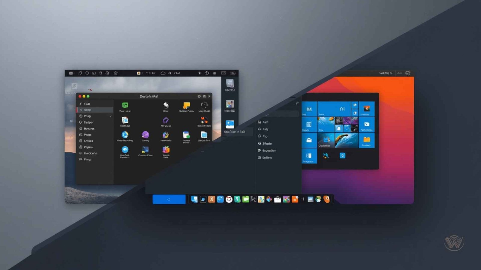 Collage of modern user interfaces showing Windows 11, Linux Distros, and macOS for OS Installation and System Optimization.