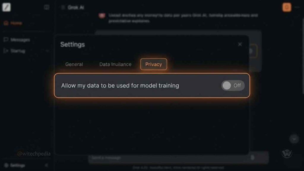 Step-by-step visual from our Grok AI review showing how to opt-out of data training.
