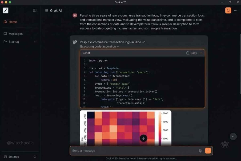 Hands-on test from our Grok AI review executing Python code via DeepSearch.