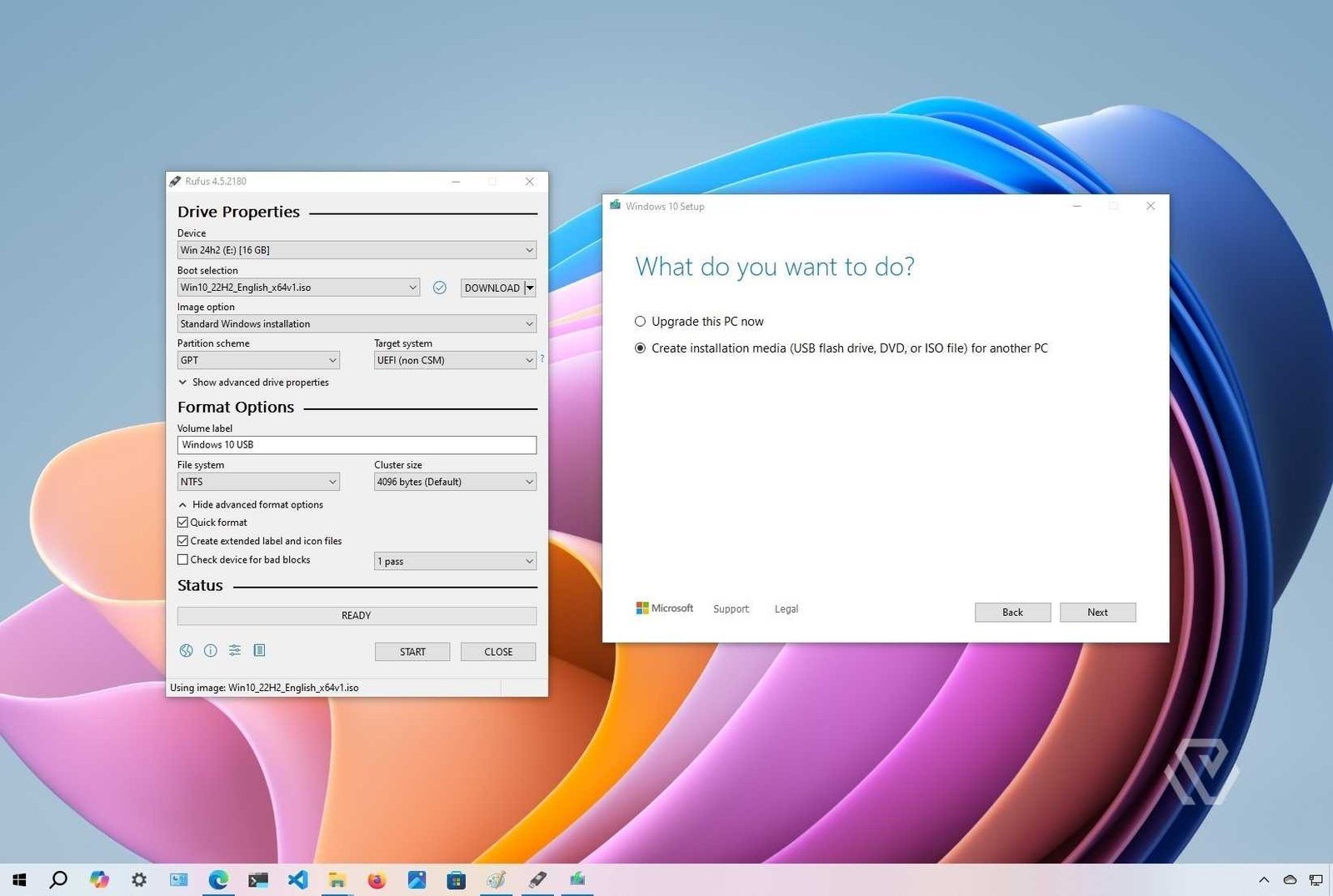 Setting up a bootable USB flash drive for Windows 11 clean installation.