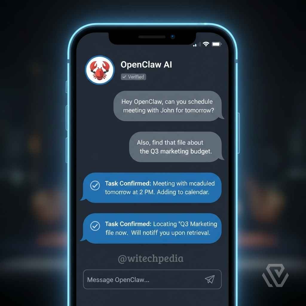 OpenClaw AI agent interacting via Telegram messaging app for task execution.