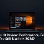 Windows 10 review hero showing the Start Menu interface on a modern laptop screen