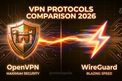 Comparison of VPN protocols showing OpenVPN vs WireGuard speed and security features for fastest VPN performance.