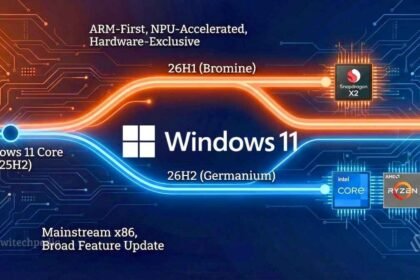 Windows 11 26H1 Bromine platform architecture diagram optimized for Snapdragon X2 silicon