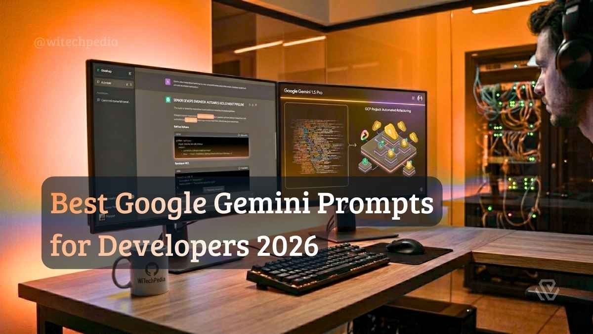 A full-stack developer using the best google gemini prompts on a multi-monitor setup to analyze cloud infrastructure and massive codebases.
