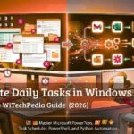 A computer screen demonstrating how to automate daily tasks in Windows 11 using modern productivity tools.