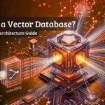 A glowing 3D conceptual diagram explaining what is a vector database and how high-dimensional data is stored.