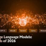Best large language models of 2026 ranked — glowing neural network with AI model logos on a dark tech background