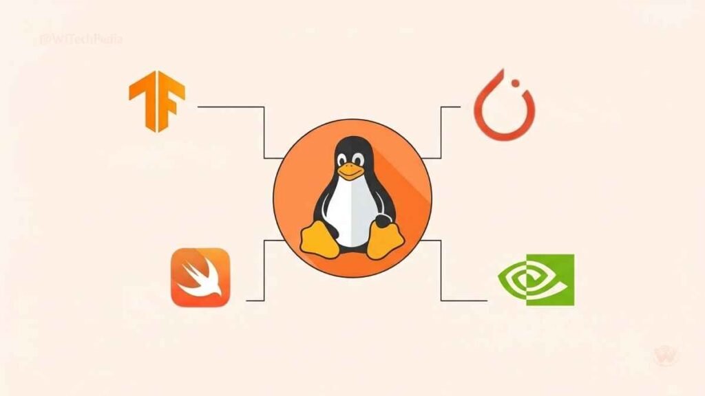 Diagram showing Linux advantages for AI dev