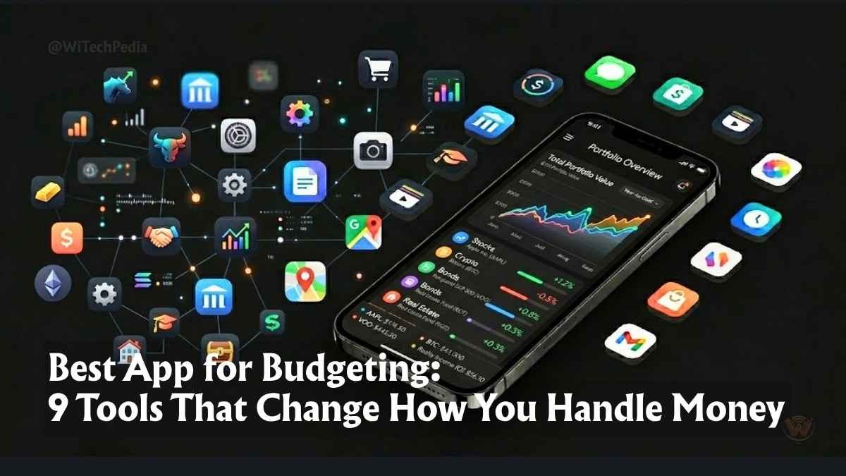 Best app for budgeting in 2026 — hero banner showing a smartphone finance dashboard.