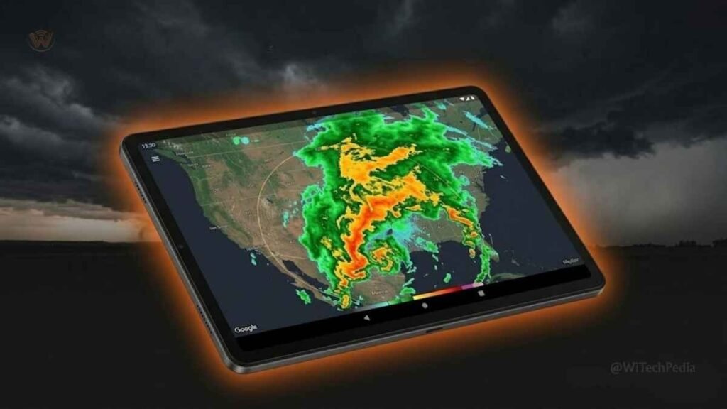 MyRadar best weather radar app for Android showing full-screen storm tracking and live radar map
