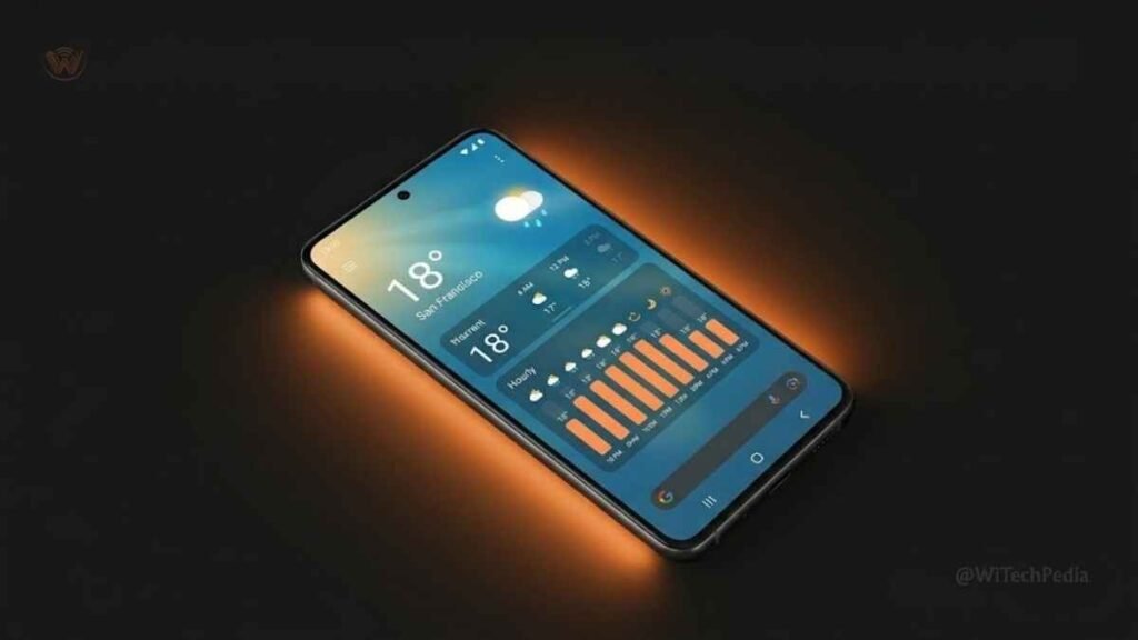Overdrop weather widget on Android home screen showing temperature hourly forecast and customization options