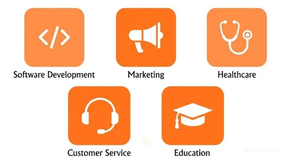 Grid of real-world prompt engineering use cases across five industries