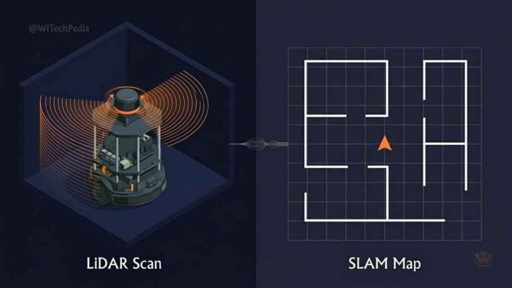 ROS-based mobile robot building a real-time SLAM map with LiDAR sensor, advanced robotics project for professionals