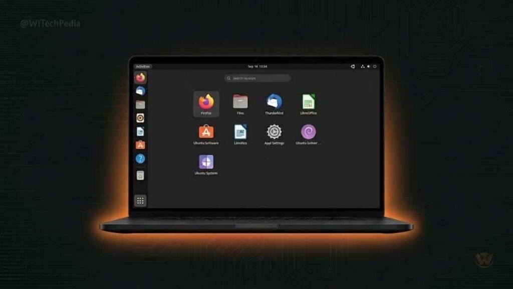 Ubuntu 24.04 LTS GNOME desktop interface showing app launcher and taskbar for beginner Linux users