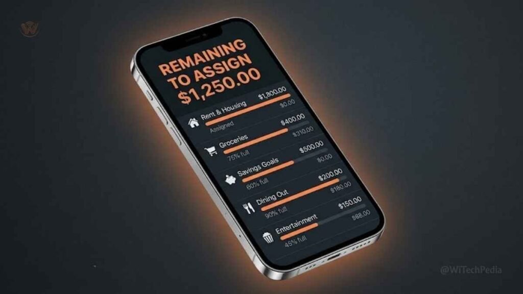 YNAB app mockup showing zero-based budgeting dashboard — the best budgeting app for active money management